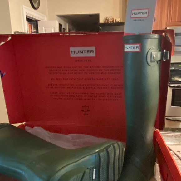 Original Hunter Green Rainboots size 8 - Picture 1 of 3